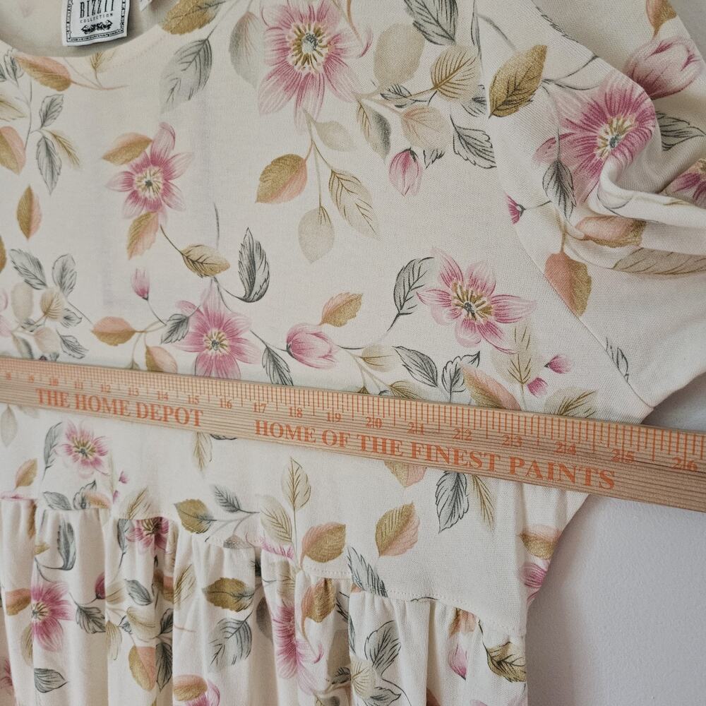 Vintage 90s Bizzit Collection Midi Dress Womens 2x Floral Cottage Prairie Pocket - Picture 13 of 15